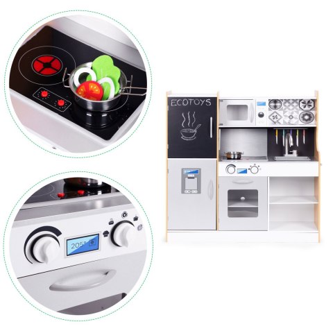 Kuchnia dla dzieci z dźwiękiem i LED tablica kredowa metalowe akcesoria MDF +3 lata ECOTOYS Kuchnia dla dzieci z dźwiękiem i LED tablica kredowa metalowe akcesoria MDF +3 lata ECOTOYS