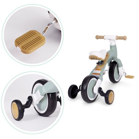 Rower rowerek biegowy z pedałami - treningowy kółka boczne 3w1 zielony ECOTOYS Rower rowerek biegowy z pedałami - treningowy kółka boczne 3w1 zielony ECOTOYS