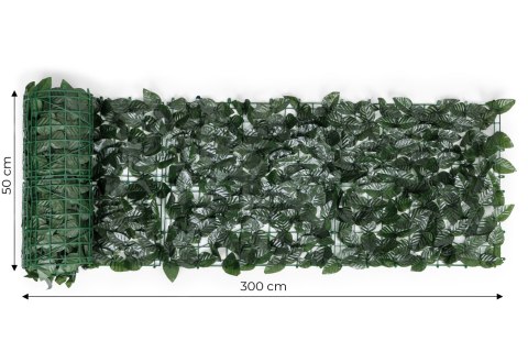 Sztuczny bluszcz żywopłot 300x50 cm zielona osłona na balkon maskująca Sztuczny bluszcz żywopłot 300x50 cm zielona osłona na balkon maskująca
