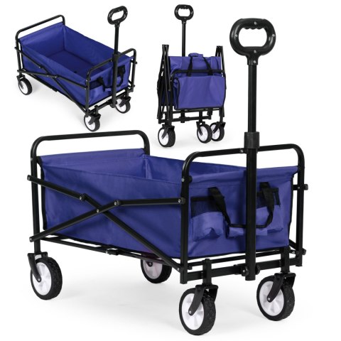 Wózek plażowy transportowy ogrodowy składany niebieski 48x90 cm MultiGarden Wózek plażowy transportowy ogrodowy składany niebieski 48x90 cm MultiGarden