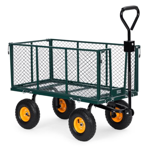 Wózek transportowy ogrodowy 400 kg do traktorka otwierane burty duże pompowane koła MultiGarden Wózek transportowy ogrodowy 400 kg do traktorka otwierane burty duże pompowane koła MultiGarden