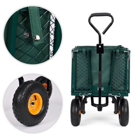 Wózek transportowy ogrodowy 400 kg do traktorka otwierane burty duże pompowane koła MultiGarden Wózek transportowy ogrodowy 400 kg do traktorka otwierane burty duże pompowane koła MultiGarden