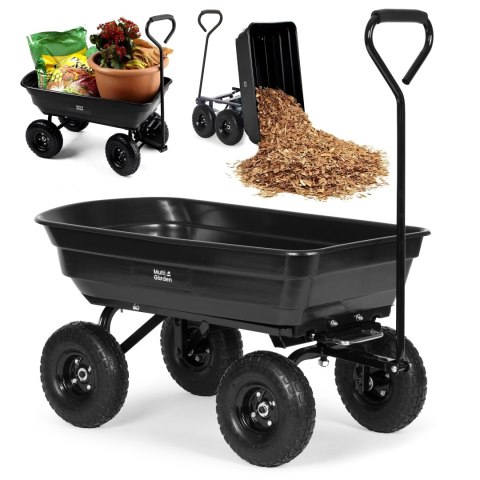 Wózek transportowy ogrodowy taczka wywrotka 75L 200 kg duże pompowane koła MultiGarden Wózek transportowy ogrodowy taczka wywrotka 75L 200 kg duże pompowane koła MultiGarden