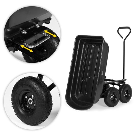 Wózek transportowy ogrodowy taczka wywrotka 75L 200 kg duże pompowane koła MultiGarden Wózek transportowy ogrodowy taczka wywrotka 75L 200 kg duże pompowane koła MultiGarden