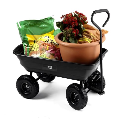 Wózek transportowy ogrodowy taczka wywrotka 75L 200 kg duże pompowane koła MultiGarden Wózek transportowy ogrodowy taczka wywrotka 75L 200 kg duże pompowane koła MultiGarden