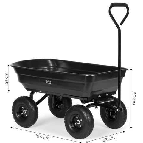 Wózek transportowy ogrodowy taczka wywrotka 75L 200 kg duże pompowane koła MultiGarden Wózek transportowy ogrodowy taczka wywrotka 75L 200 kg duże pompowane koła MultiGarden