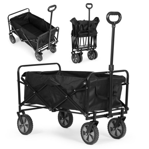 Wózek transportowy składany duży wózek ogrodowy plażowy czarny 47x105 cm MultiGarden Wózek transportowy składany duży wózek ogrodowy plażowy czarny 47x105 cm MultiGarden