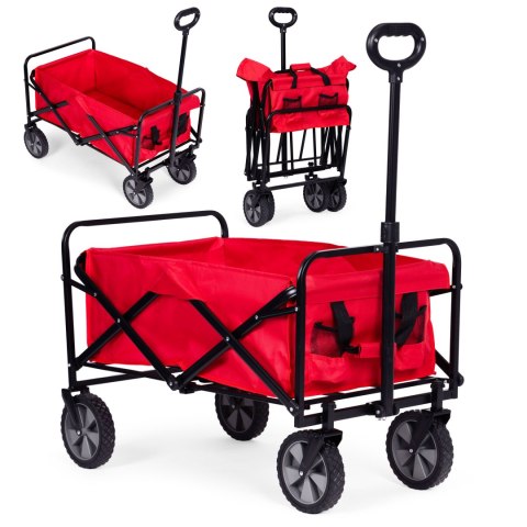 Wózek transportowy składany duży wózek ogrodowy plażowy czerwony 47x105 cm MultiGarden Wózek transportowy składany duży wózek ogrodowy plażowy czerwony 47x105 cm MultiGarden