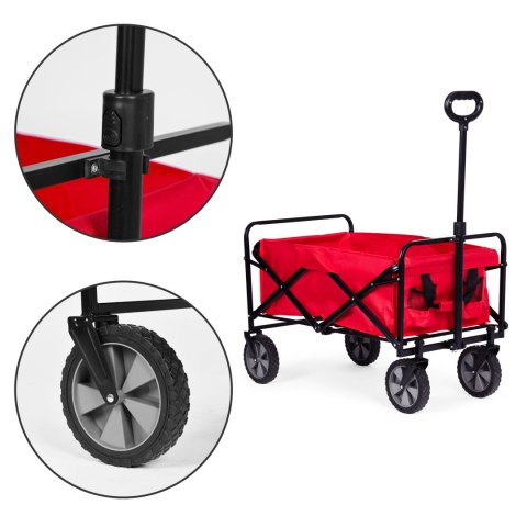 Wózek transportowy składany duży wózek ogrodowy plażowy czerwony 47x105 cm MultiGarden Wózek transportowy składany duży wózek ogrodowy plażowy czerwony 47x105 cm MultiGarden
