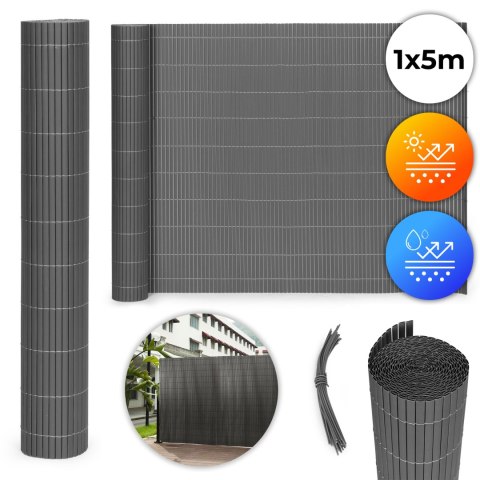 Dwustronna mata bambusowa 100x500 cm na balkon taras ogrodzenie antracyt MultiGarden Dwustronna mata bambusowa 100x500 cm na balkon taras ogrodzenie antracyt MultiGarden