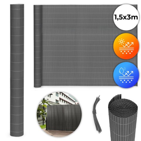 Dwustronna mata bambusowa 150x300 cm na balkon taras ogrodzenie antracyt MultiGarden Dwustronna mata bambusowa 150x300 cm na balkon taras ogrodzenie antracyt MultiGarden