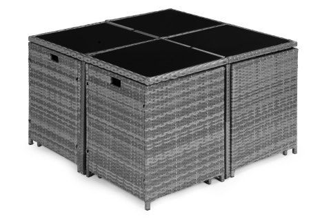 Komplet mebli ogrodowych z technorattanu 4 fotele 4 pufy stolik MultiGarden Komplet mebli ogrodowych z technorattanu 4 fotele 4 pufy stolik MultiGarden