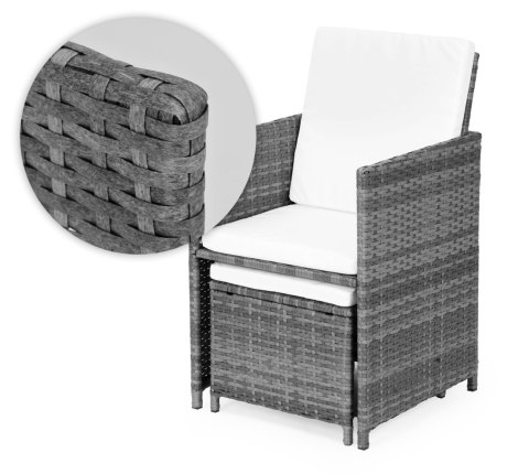 Komplet mebli ogrodowych z technorattanu 4 fotele 4 pufy stolik MultiGarden Komplet mebli ogrodowych z technorattanu 4 fotele 4 pufy stolik MultiGarden