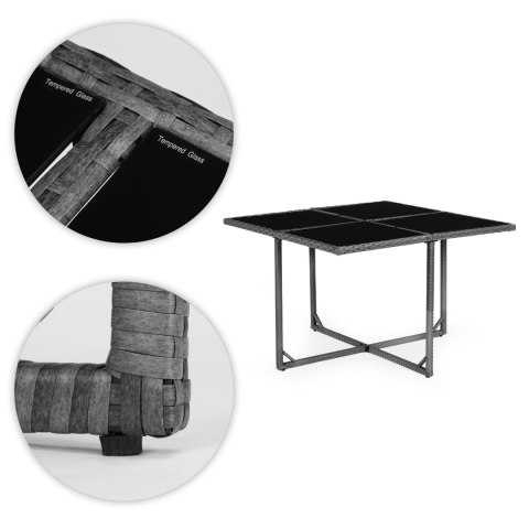 Komplet mebli ogrodowych z technorattanu 4 fotele 4 pufy stolik MultiGarden Komplet mebli ogrodowych z technorattanu 4 fotele 4 pufy stolik MultiGarden