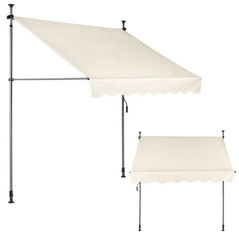 Markiza przeciwsłoneczna balkonowa 200x120 cm regulacja wysokości wodoodporna korbka ręczna beżowa MultiGarden Markiza przeciwsłoneczna balkonowa 200x120 cm regulacja wysokości wodoodporna korbka ręczna beżowa MultiGarden