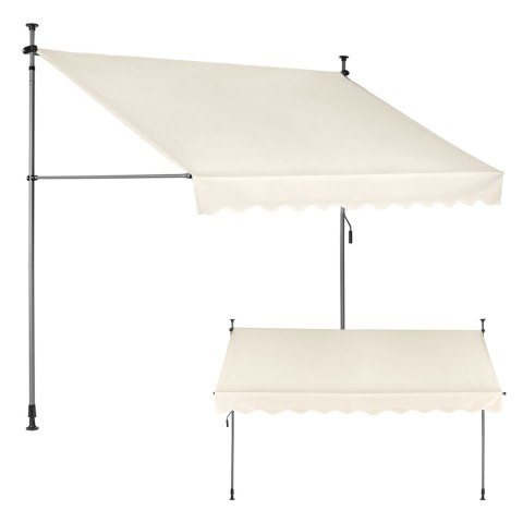 Markiza przeciwsłoneczna balkonowa 300x120 cm regulacja wysokości wodoodporna korbka ręczna beżowa MultiGarden Markiza przeciwsłoneczna balkonowa 300x120 cm regulacja wysokości wodoodporna korbka ręczna beżowa MultiGarden