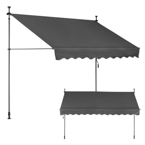 Markiza przeciwsłoneczna balkonowa 300x120 cm regulacja wysokości wodoodporna korbka ręczna szara MultiGarden Markiza przeciwsłoneczna balkonowa 300x120 cm regulacja wysokości wodoodporna korbka ręczna szara MultiGarden