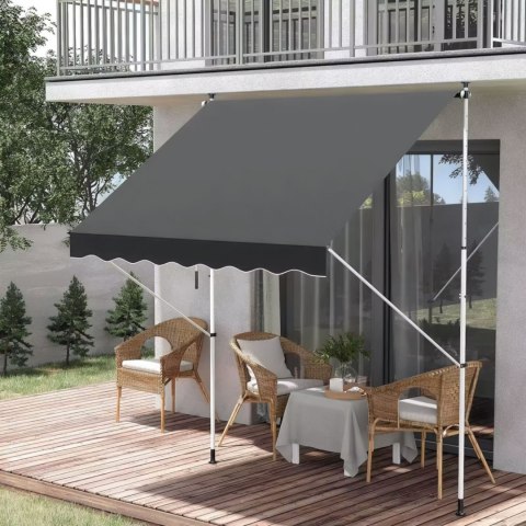Markiza przeciwsłoneczna balkonowa 300x120 cm regulacja wysokości wodoodporna korbka ręczna szara MultiGarden Markiza przeciwsłoneczna balkonowa 300x120 cm regulacja wysokości wodoodporna korbka ręczna szara MultiGarden