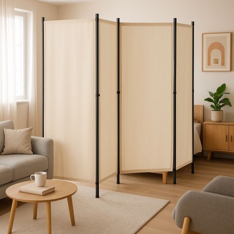 Składany parawan ogrodowy pokojowy 4-panelowy 167x216 cm beżowy MultiGarden Składany parawan ogrodowy pokojowy 4-panelowy 167x216 cm beżowy MultiGarden