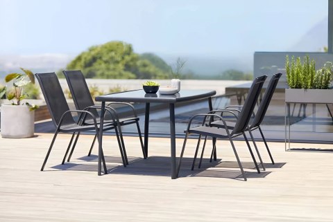 Zestaw komplet 4 krzeseł ogrodowych na taras balkon czarne MultiGarden Zestaw komplet 4 krzeseł ogrodowych na taras balkon czarne MultiGarden