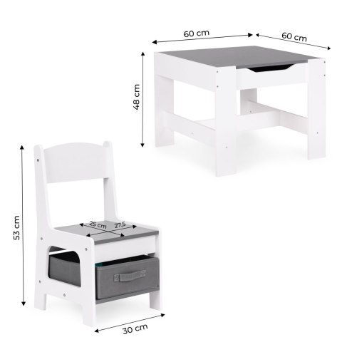 Zestaw mebli dla dzieci stolik + 2 krzesła tablica kredowa ECOTOYS Zestaw mebli dla dzieci stolik + 2 krzesła tablica kredowa ECOTOYS