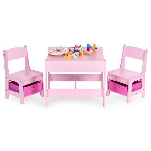 Zestaw mebli dla dzieci stolik + 2 krzesła tablica kredowa różowy ECOTOYS Zestaw mebli dla dzieci stolik + 2 krzesła tablica kredowa różowy ECOTOYS