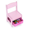 Zestaw mebli dla dzieci stolik + 2 krzesła tablica kredowa różowy ECOTOYS