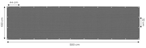 Osłona balkonowa z okuciami 100x500 cm siatka cieniująca + elementy instalacyjne szara MultiGarden Osłona balkonowa z okuciami 100x500 cm siatka cieniująca + elementy instalacyjne szara MultiGarden