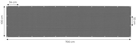 Osłona balkonowa z okuciami 100x700 cm siatka cieniująca + elementy instalacyjne szara MultiGarden Osłona balkonowa z okuciami 100x700 cm siatka cieniująca + elementy instalacyjne szara MultiGarden