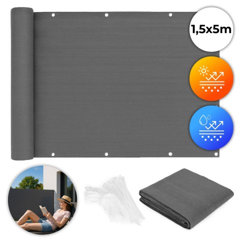 Osłona balkonowa z okuciami 150x500 cm siatka cieniująca + elementy instalacyjne szara MultiGarden Osłona balkonowa z okuciami 150x500 cm siatka cieniująca + elementy instalacyjne szara MultiGarden