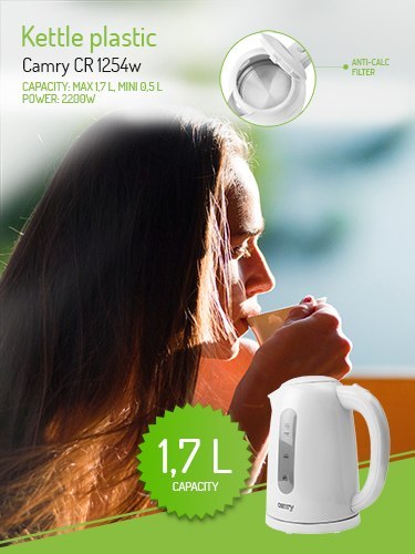 CR 1254 white Czajnik plastikowy 1,7 l CR 1254 white Czajnik plastikowy 1,7 l