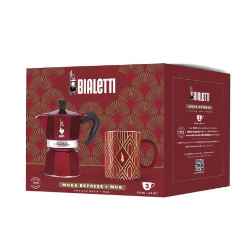 Bialetti - Deco Glamour - Moka Express 3tz Czerwona + Kubek Bialetti - Deco Glamour - Moka Express 3tz Czerwona + Kubek