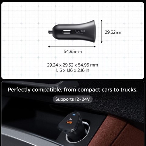 Spigen Essential EV301 - Ładowarka samochodowa USB-C PD 3.0 PPS 30W (Czarny) Spigen Essential EV301 - Ładowarka samochodowa USB-C PD 3.0 PPS 30W (Czarny)