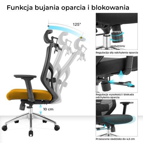 Fotel biurowy ergonomiczny Rosa musztardowy ANGEL Fotel biurowy ergonomiczny Rosa musztardowy ANGEL
