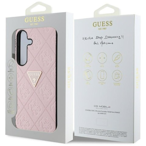 Guess Hot Stamp 4G Pattern Triangle Metal Logo - Etui do Samsung Galaxy S25 (różowy) Guess Hot Stamp 4G Pattern Triangle Metal Logo - Etui do Samsung Galaxy S25 (różowy)