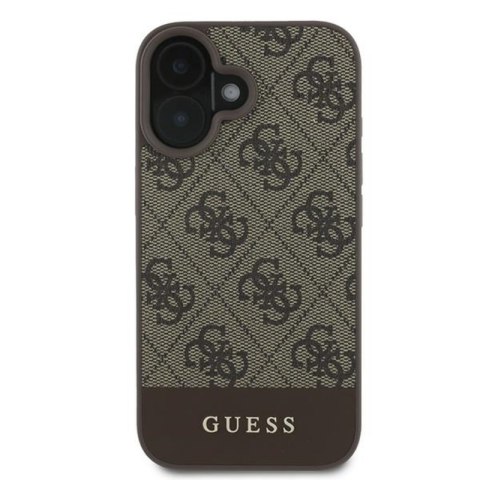 Guess 4G Bottom Stripe - Etui iPhone 16 Plus (brązowy) Guess 4G Bottom Stripe - Etui iPhone 16 Plus (brązowy)