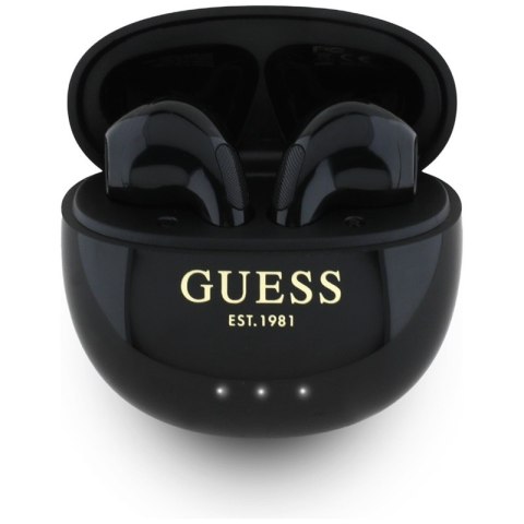 Guess Glossy Effect Egg Shape Printed Classic Logo - Słuchawki Bluetooth TWS + etui ładujące (czarny) Guess Glossy Effect Egg Shape Printed Classic Logo - Słuchawki Bluetooth TWS + etui ładujące (czarny)