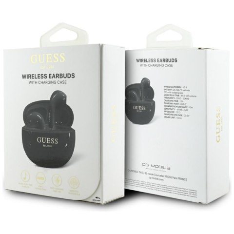 Guess Glossy Effect Egg Shape Printed Classic Logo - Słuchawki Bluetooth TWS + etui ładujące (czarny) Guess Glossy Effect Egg Shape Printed Classic Logo - Słuchawki Bluetooth TWS + etui ładujące (czarny)