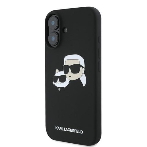 Karl Lagerfeld Silicone Double Heads Print MagSafe - Etui iPhone 16 Plus (czarny) Karl Lagerfeld Silicone Double Heads Print MagSafe - Etui iPhone 16 Plus (czarny)