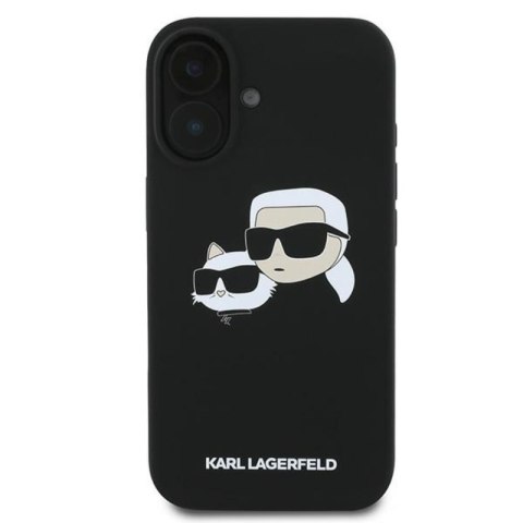 Karl Lagerfeld Silicone Double Heads Print MagSafe - Etui iPhone 16 Plus (czarny) Karl Lagerfeld Silicone Double Heads Print MagSafe - Etui iPhone 16 Plus (czarny)
