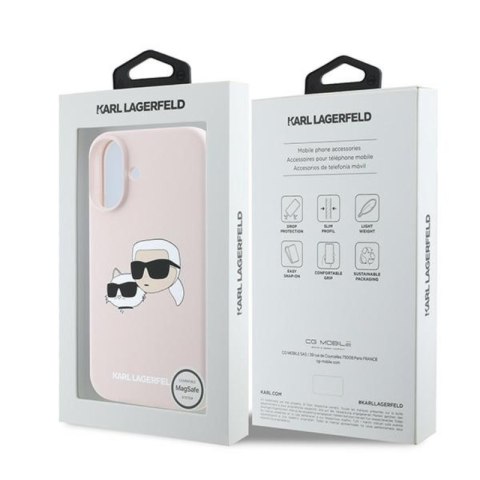 Karl Lagerfeld Silicone Double Heads Print MagSafe - Etui iPhone 16 Plus (różowy) Karl Lagerfeld Silicone Double Heads Print MagSafe - Etui iPhone 16 Plus (różowy)