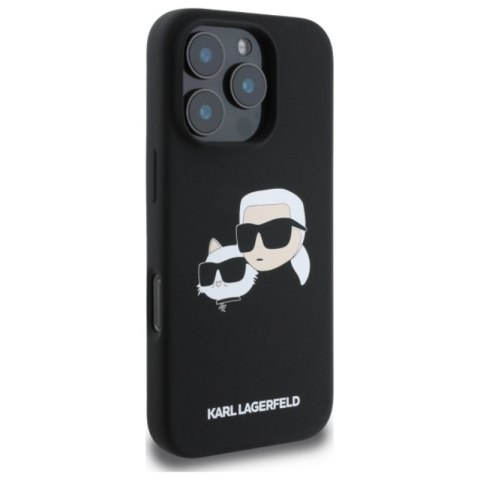 Karl Lagerfeld Silicone Double Heads Print MagSafe - Etui iPhone 16 Pro Max (czarny) Karl Lagerfeld Silicone Double Heads Print MagSafe - Etui iPhone 16 Pro Max (czarny)