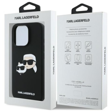 Karl Lagerfeld Silicone Double Heads Print MagSafe - Etui iPhone 16 Pro Max (czarny) Karl Lagerfeld Silicone Double Heads Print MagSafe - Etui iPhone 16 Pro Max (czarny)