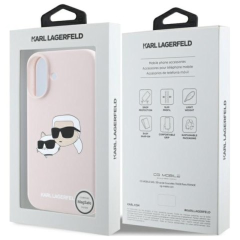 Karl Lagerfeld Silicone Double Heads Print MagSafe - Etui iPhone 16 (różowy) Karl Lagerfeld Silicone Double Heads Print MagSafe - Etui iPhone 16 (różowy)