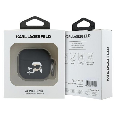 Karl Lagerfeld Silicone Karl & Choupette Head 3D - Etui AirPods 4 (czarny) Karl Lagerfeld Silicone Karl & Choupette Head 3D - Etui AirPods 4 (czarny)