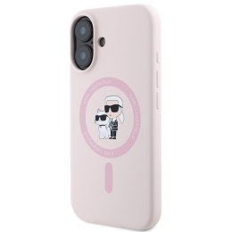 Karl Lagerfeld Silicone Karl & Choupette Ring MagSafe - Etui iPhone 16 (różowy)