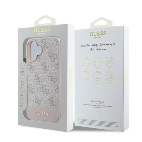 Guess 4G Bottom Stripe - Etui iPhone 16 Plus (różowy) Guess 4G Bottom Stripe - Etui iPhone 16 Plus (różowy)