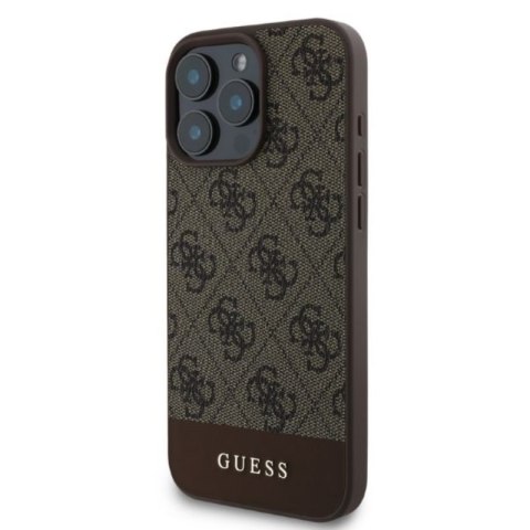 Guess 4G Bottom Stripe - Etui iPhone 16 Pro (brązowy) Guess 4G Bottom Stripe - Etui iPhone 16 Pro (brązowy)