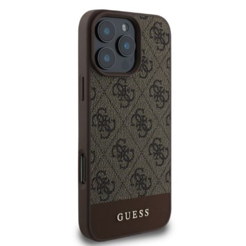 Guess 4G Bottom Stripe - Etui iPhone 16 Pro (brązowy) Guess 4G Bottom Stripe - Etui iPhone 16 Pro (brązowy)