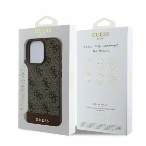 Guess 4G Bottom Stripe - Etui iPhone 16 Pro (brązowy) Guess 4G Bottom Stripe - Etui iPhone 16 Pro (brązowy)